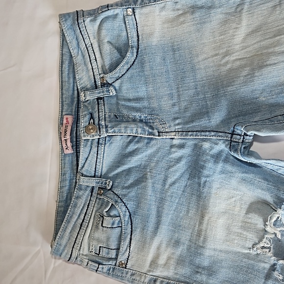Almost Famous Too Girls Jeans Size 16 Cuffed Skinny Distressed T10 - Picture 2 of 7